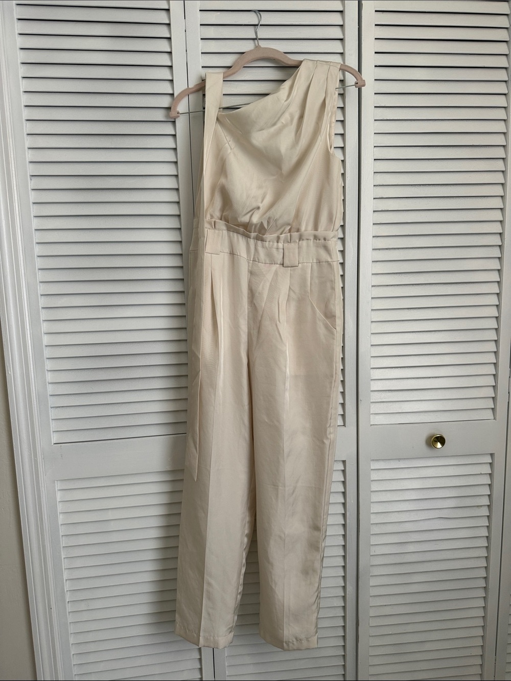 One-Shoulder Cream Jumpsuit